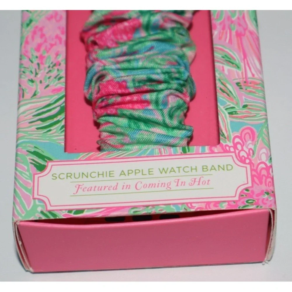 LILLY PULITZER Scrunchie Pink Green Blue Apple Watch Band 38 40 mm NEW
